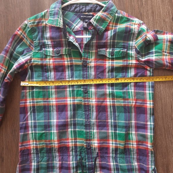 Ralph Lauren Plaid Check Kids Girls Size 16 Tie Top Blouse Stylish 100% Cotton - Picture 3 of 11